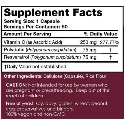 YoungNutra Polidatina Complejo Con Resveratrol 60 Cápsulas Alta Absorción Antioxidante