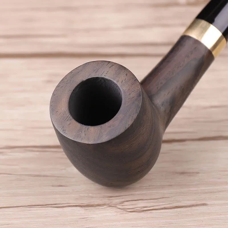 Tubo De Tabaco Recto De Ébano Hecho A Mano Con Filtro Y Herr