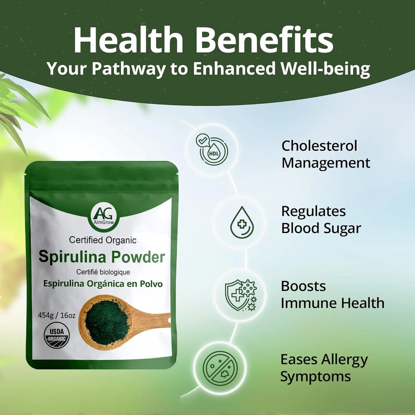 Espirulina Orgánica En Polvo Rico En Proteínas Para Salud Ocular Y Piel