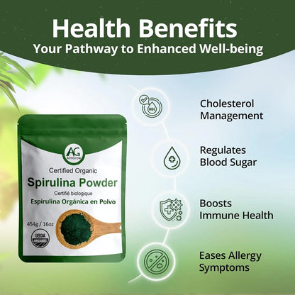 Espirulina Orgánica En Polvo Rico En Proteínas Para Salud Ocular Y Piel
