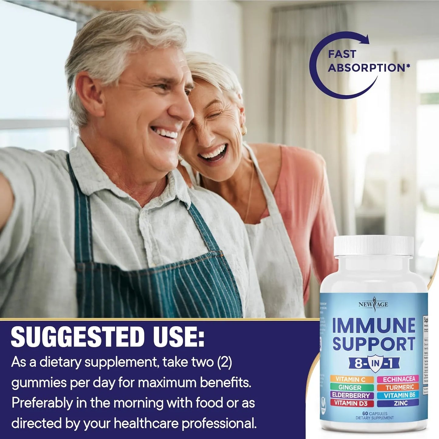 Suplemento Inmunologico 8 En 1 Con Equinacea Vitamina C Zinc Y Sauco Potente Formula Para Defensas