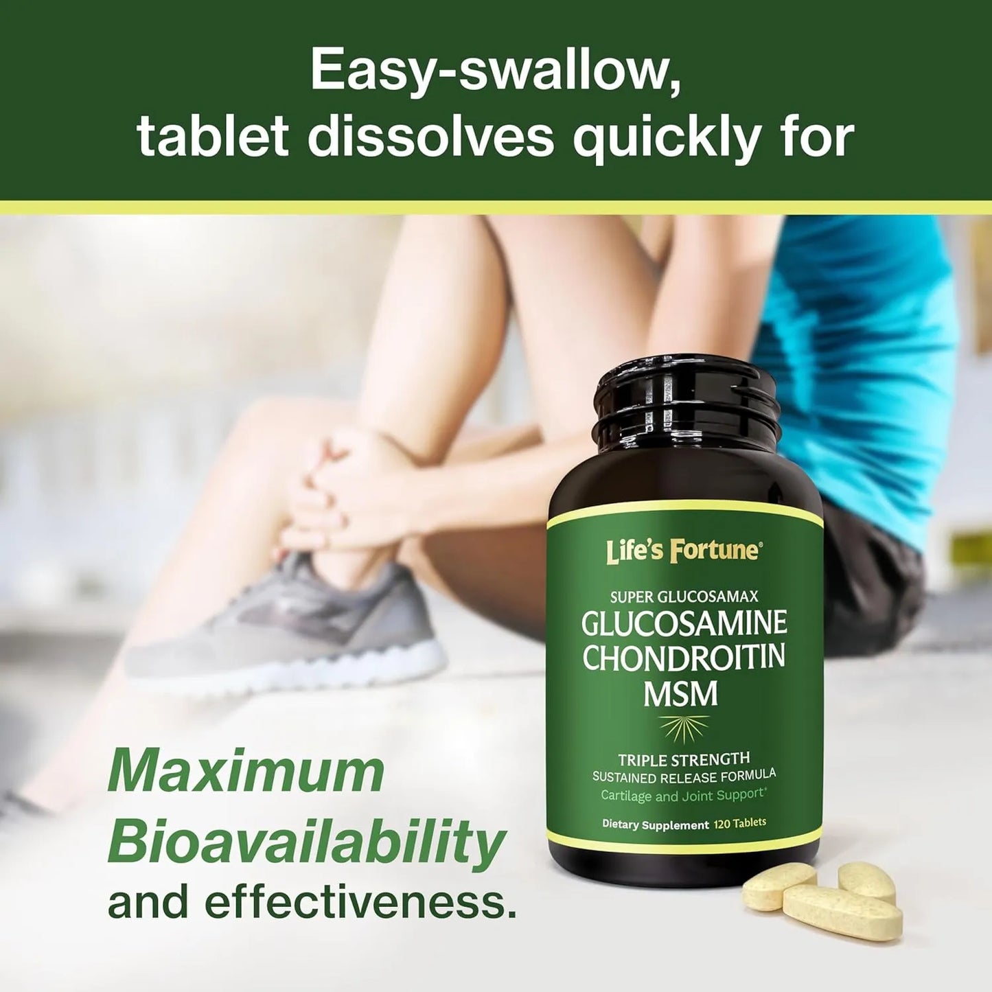 Glucosamina Condroitina MSM 1000 Mg Con Vitamina C Soporte Articular Premium 120 Tabletas