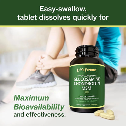 Glucosamina Condroitina MSM 1000 Mg Con Vitamina C Soporte Articular Premium 120 Tabletas