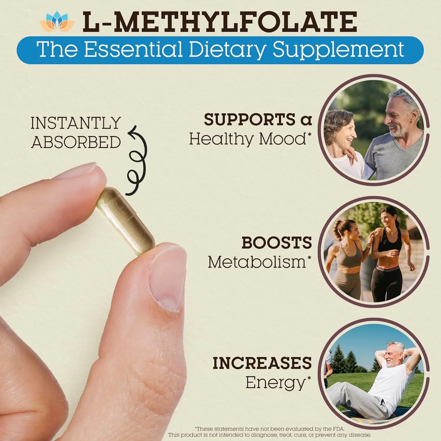 L-Metilfolato 15 Mg 120 Capsulas Veganas Suplemento Cerebral Y Animo