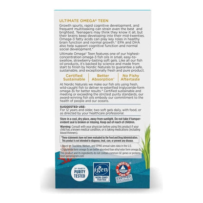 Omega 3 Para Adolescentes Nordic Naturals 60 Cápsulas Sin Sabor - Imagen 3