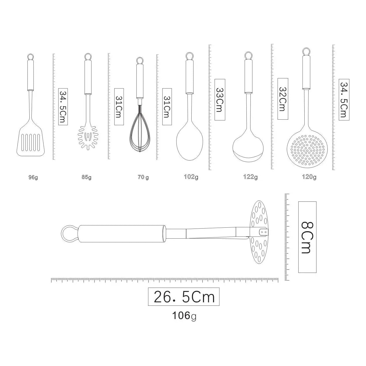 Juego De Utensilios De Cocina Berglander 8 Piezas Acero Inoxidable Con Soporte