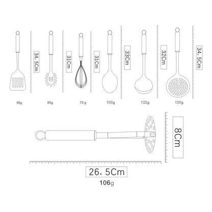 Juego De Utensilios De Cocina Berglander 8 Piezas Acero Inoxidable Con Soporte