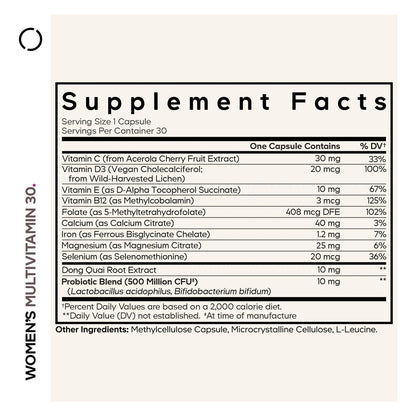 Multivitaminico Para Mujeres Vitaminas A C D3 E B6 B12 Calcio Hierro Probióticos