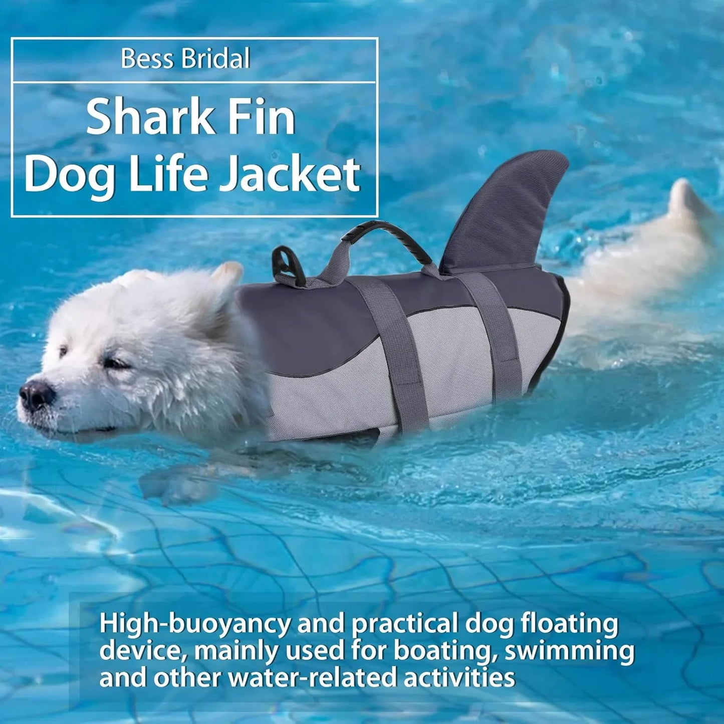 Chaleco Salvavidas Para Perros Talla XL Diseño Tiburón Sirena Flotación Segura