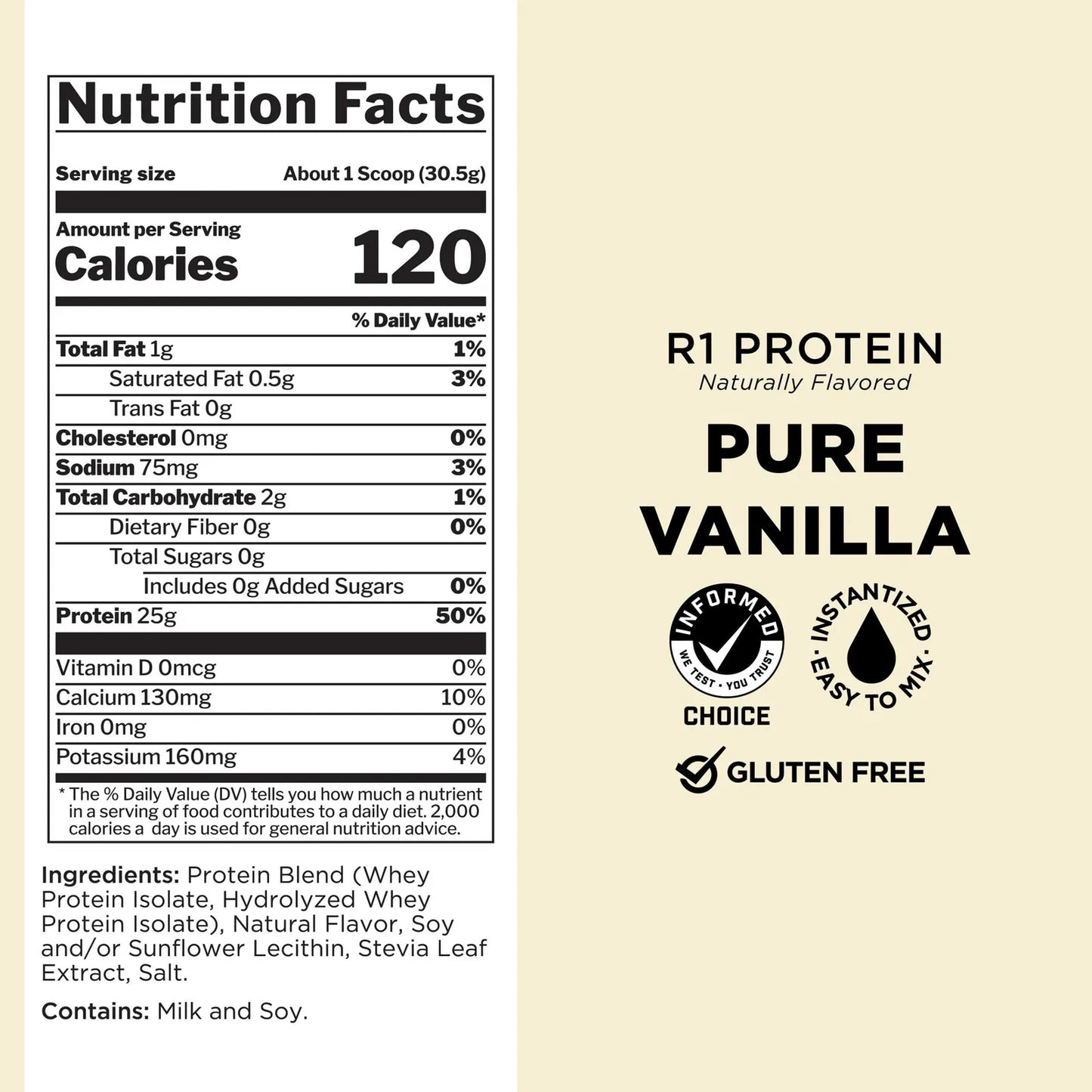 Proteina Aislada De Suero En Polvo Sabor Natural 25g Pura Y Hidrolizada