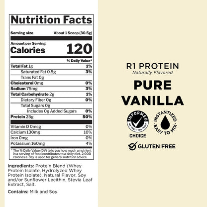 Proteina Aislada De Suero En Polvo Sabor Natural 25g Pura Y Hidrolizada
