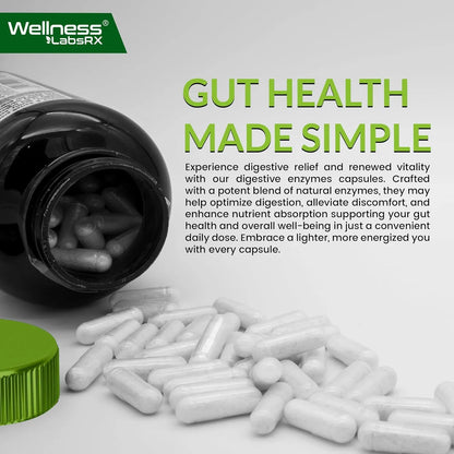 Enzimas Digestivas Con Probióticos Y Prebióticos 450 Mg 5 Mil Millones UFC Mejora Tu Digestión Y Salud Intestinal