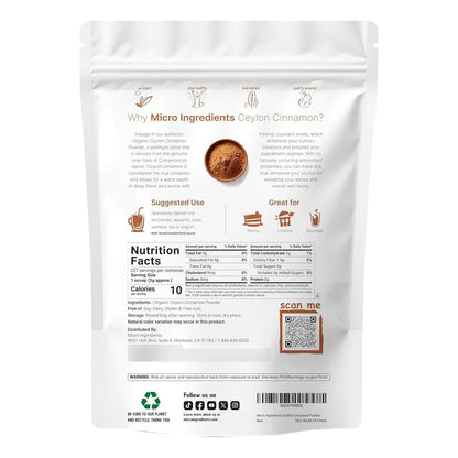 Canela En Polvo Orgánica De Ceilán 454 Gramos Premium Para H