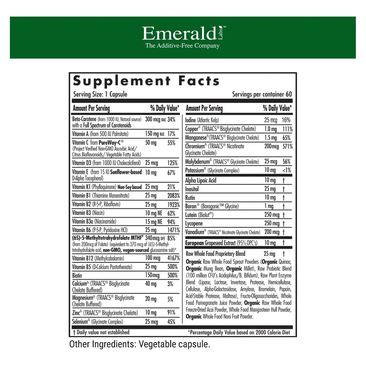 Multivitamínico Completo Con Coenzimas Folato Metilado 60 Cápsulas