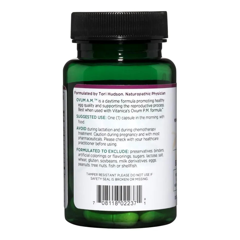 Ovum AM Soporte De Huevo Con Vitamina D3 Acido Alfa Lipoico CoQ10 30 Capsulas Veganas