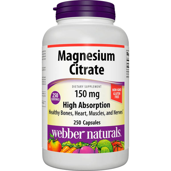 Citrato De Magnesio 150 Mg 250 Capsulas Alta Absorcion Huesos Musculos Corazon