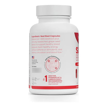 Capsulas De Raiz De Remolacha 1000 Mg SuperBeets Apoyo Oxido Nitrico Y Presion Arterial