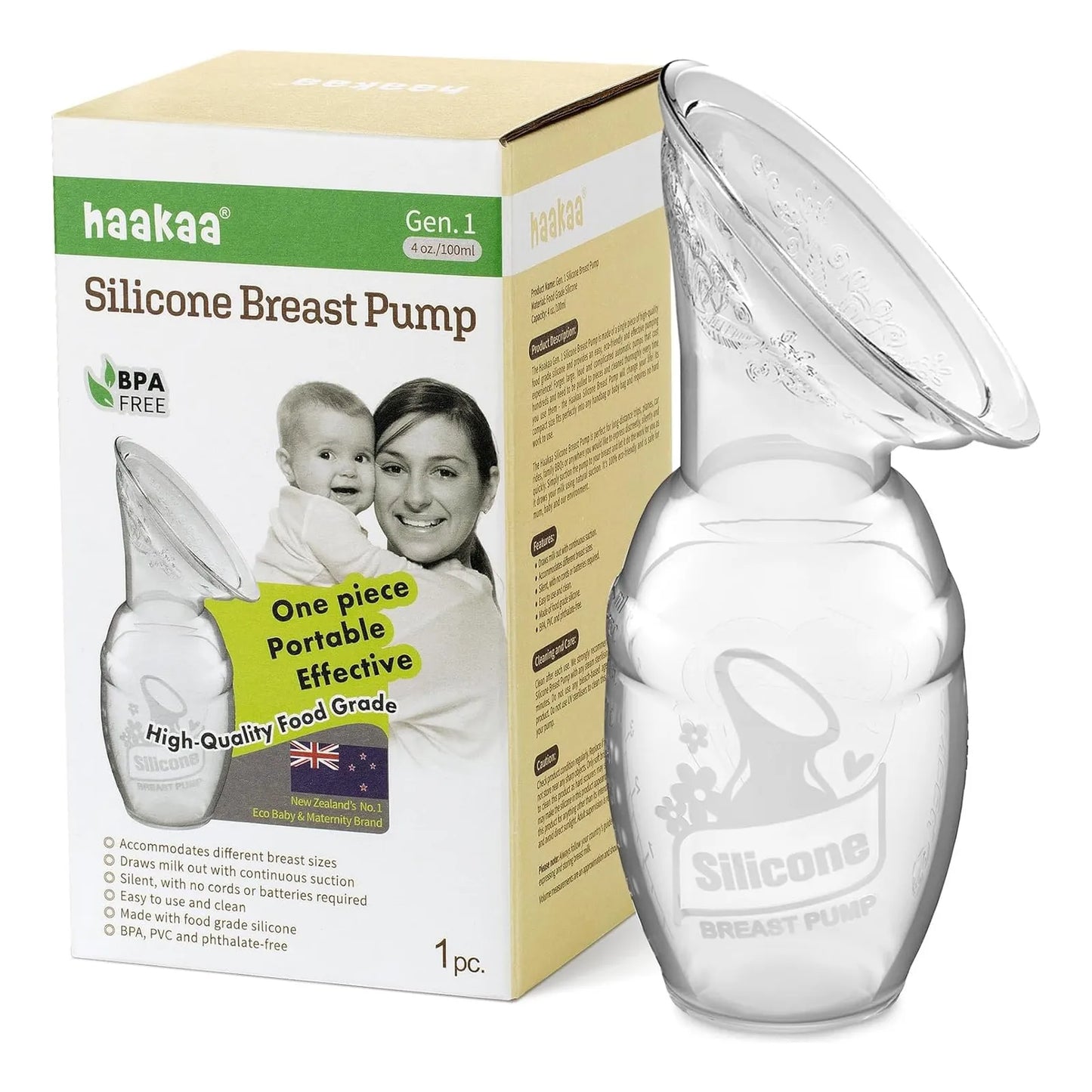 Bomba De Leche Manual Haakaa Silicona Grado Alimenticio 100ml Extracción Silenciosa