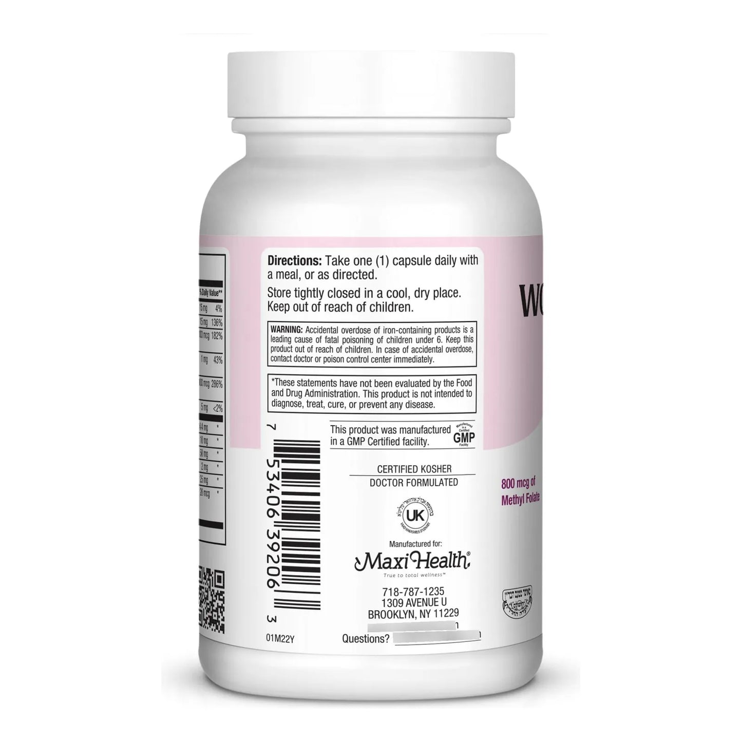 Multivitamina Diaria Femenina 90 Cápsulas Vitaminas A B C D E Calcio Zinc