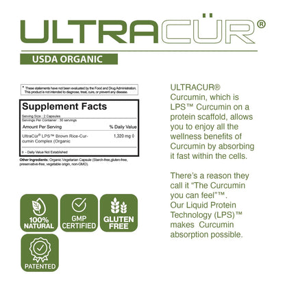 Curcumina Orgánica Certificada USDA Con Tecnología UltraCur Absorción Superior
