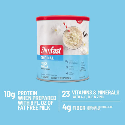 SlimFast Original Vainilla Batido De Reemplazo De Comidas Para Bajar De Peso