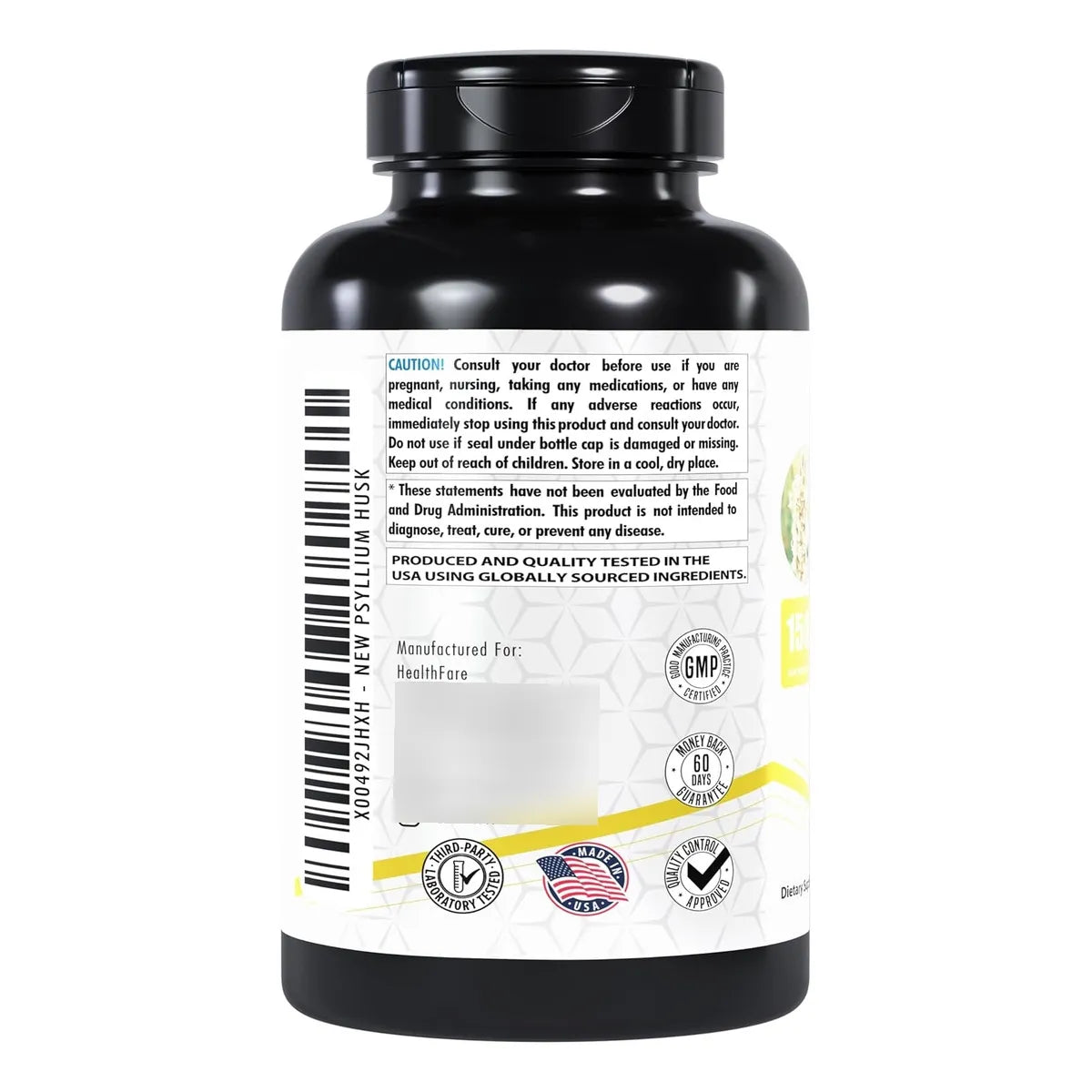 Capsulas Cascara Psyllium 1500 Mg 240 Unidades Suplemento Alto Fibra Sin Gluten Vegano