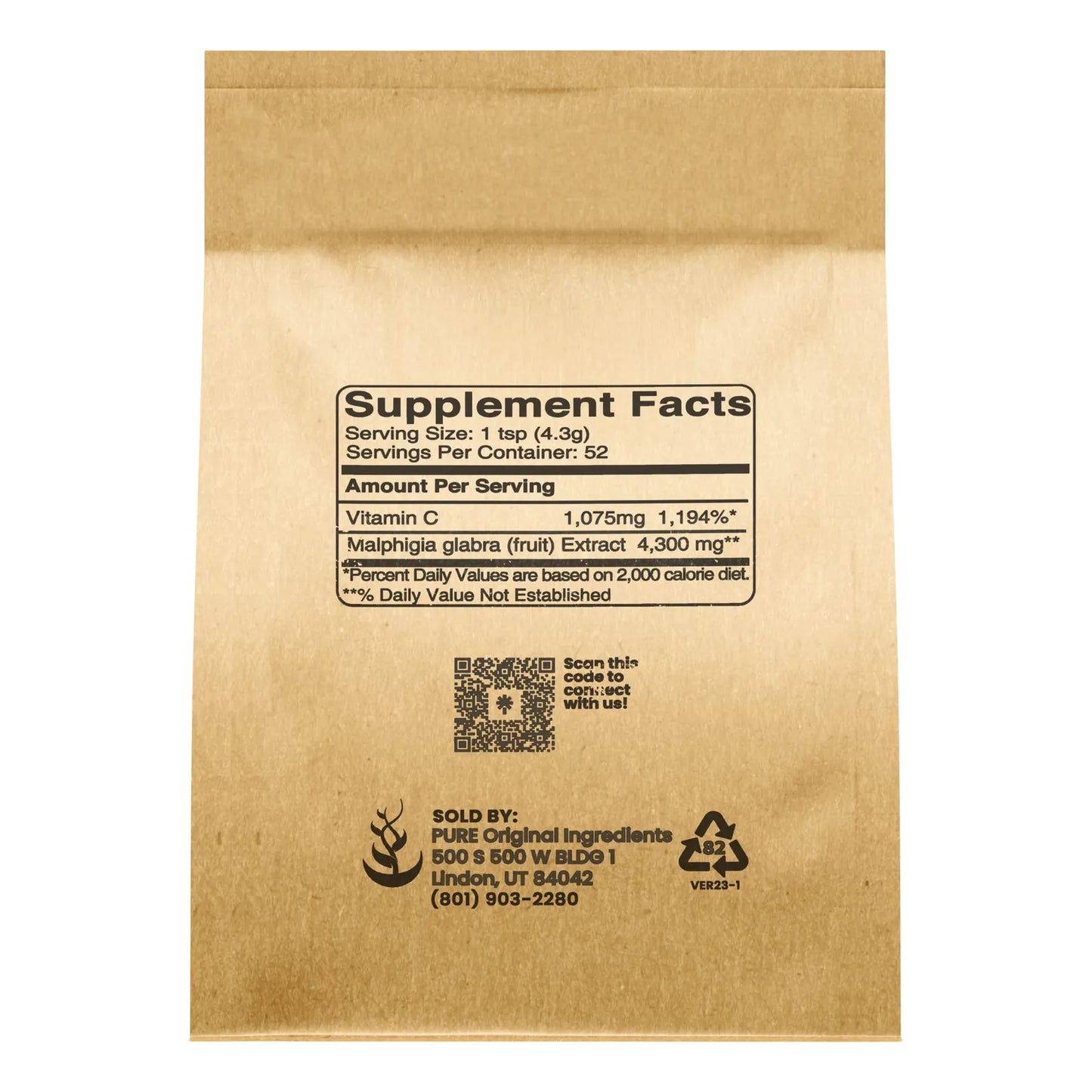 Polvo De Acerola 227g Natural Vitamina C Sin Gluten Sin Omg Eco