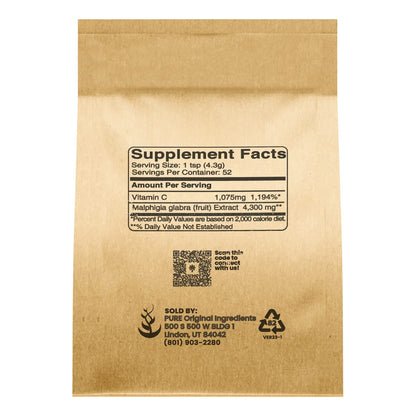 Polvo De Acerola 227g Natural Vitamina C Sin Gluten Sin Omg Eco