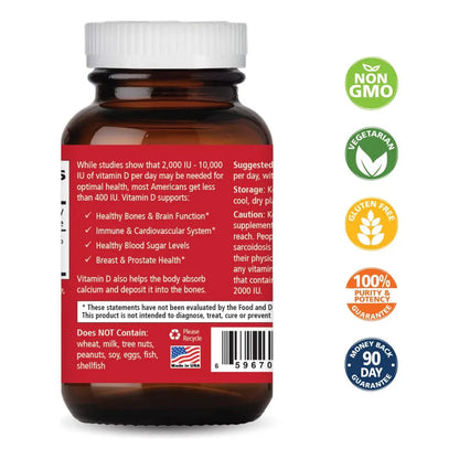 Vitamina D 2000 Ui Apoyo Inmunologico Huesos Sanos Adultos Pure Essence Labs