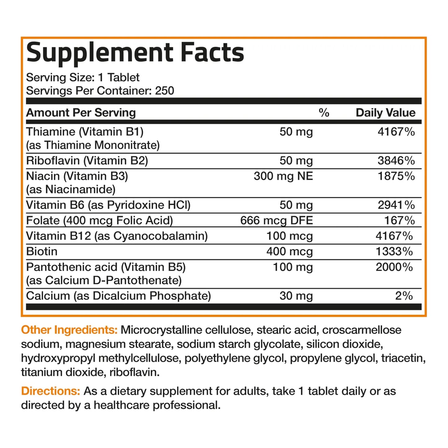 Complejo De Vitaminas B 250 Tabletas Energia Metabolismo Bronson