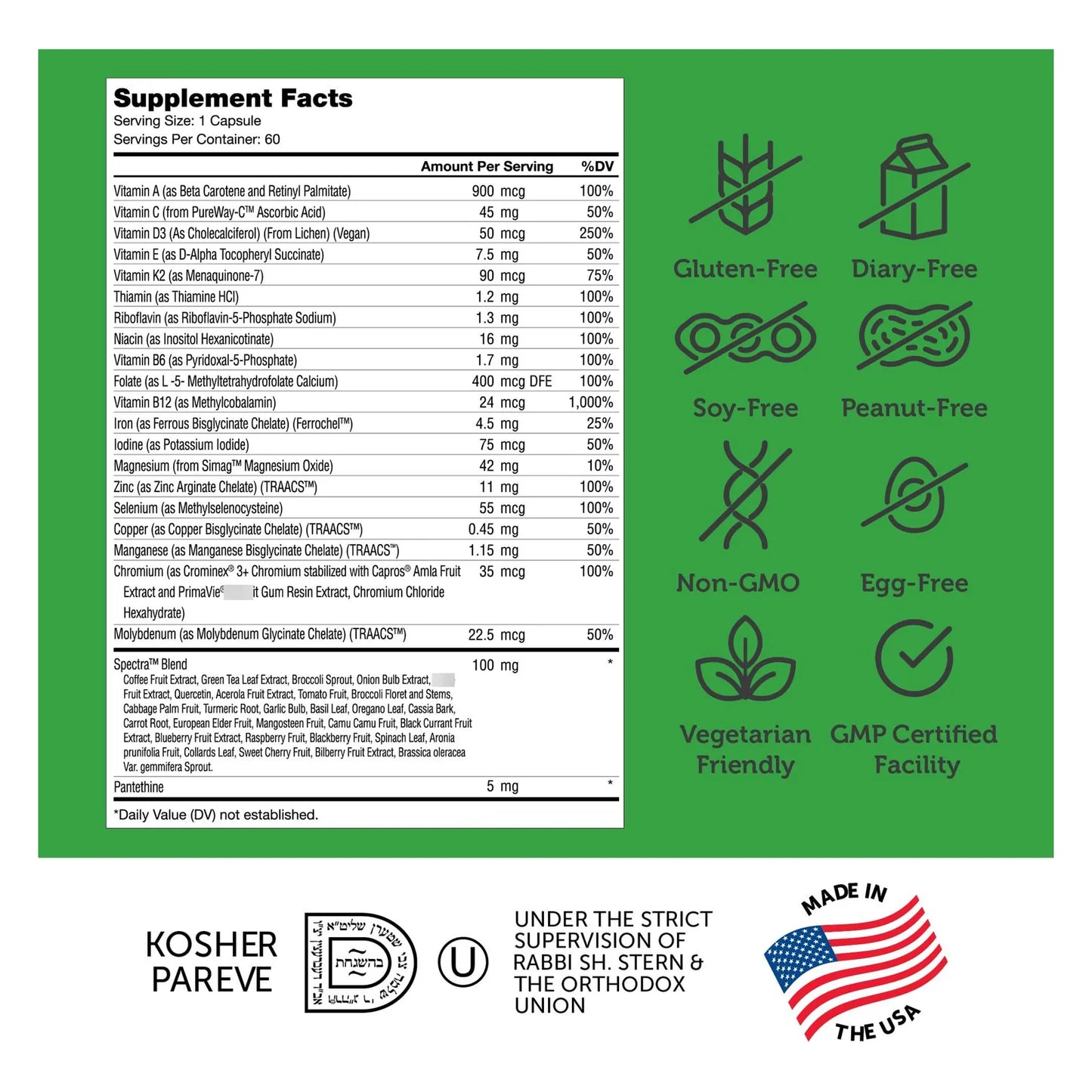 Multivitaminas Veganas Diarias 60 Tabletas Nutrición Completa Energía Vital