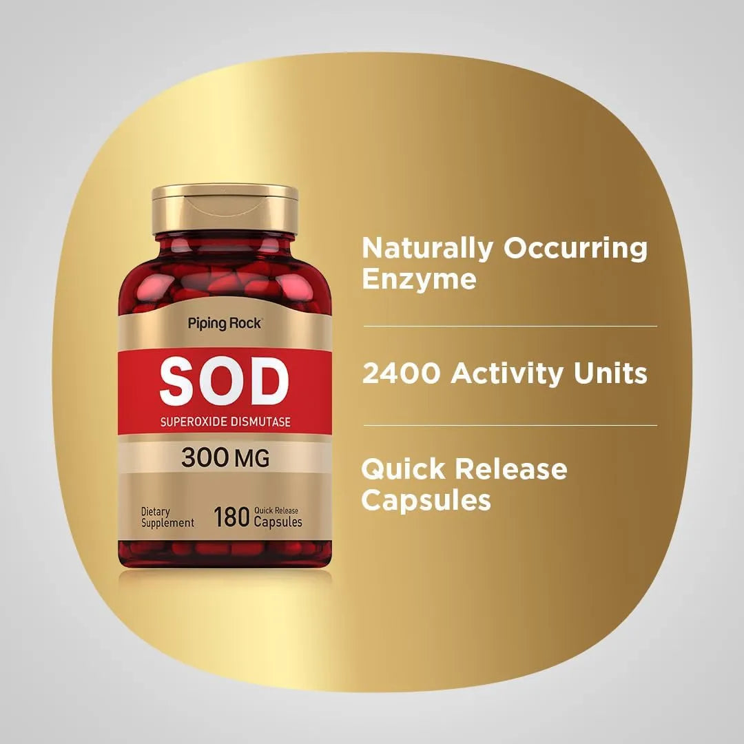 Antioxidante Superoxido Dismutasa SOD 300 Mg 180 Capsulas Suplemento Sin Gluten