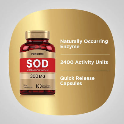 Antioxidante Superoxido Dismutasa SOD 300 Mg 180 Capsulas Suplemento Sin Gluten