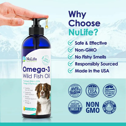 Aceite De Pescado Liquido Para Perros Omega 3 6 9 Piel Y Pelaje Saludable 16 Onzas