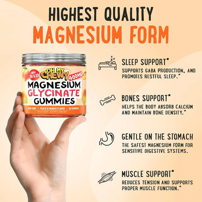 Gomitas Glicinato Magnesio 400 Mg Sueño Relajacion Muscular Sabor Frutal Veganas