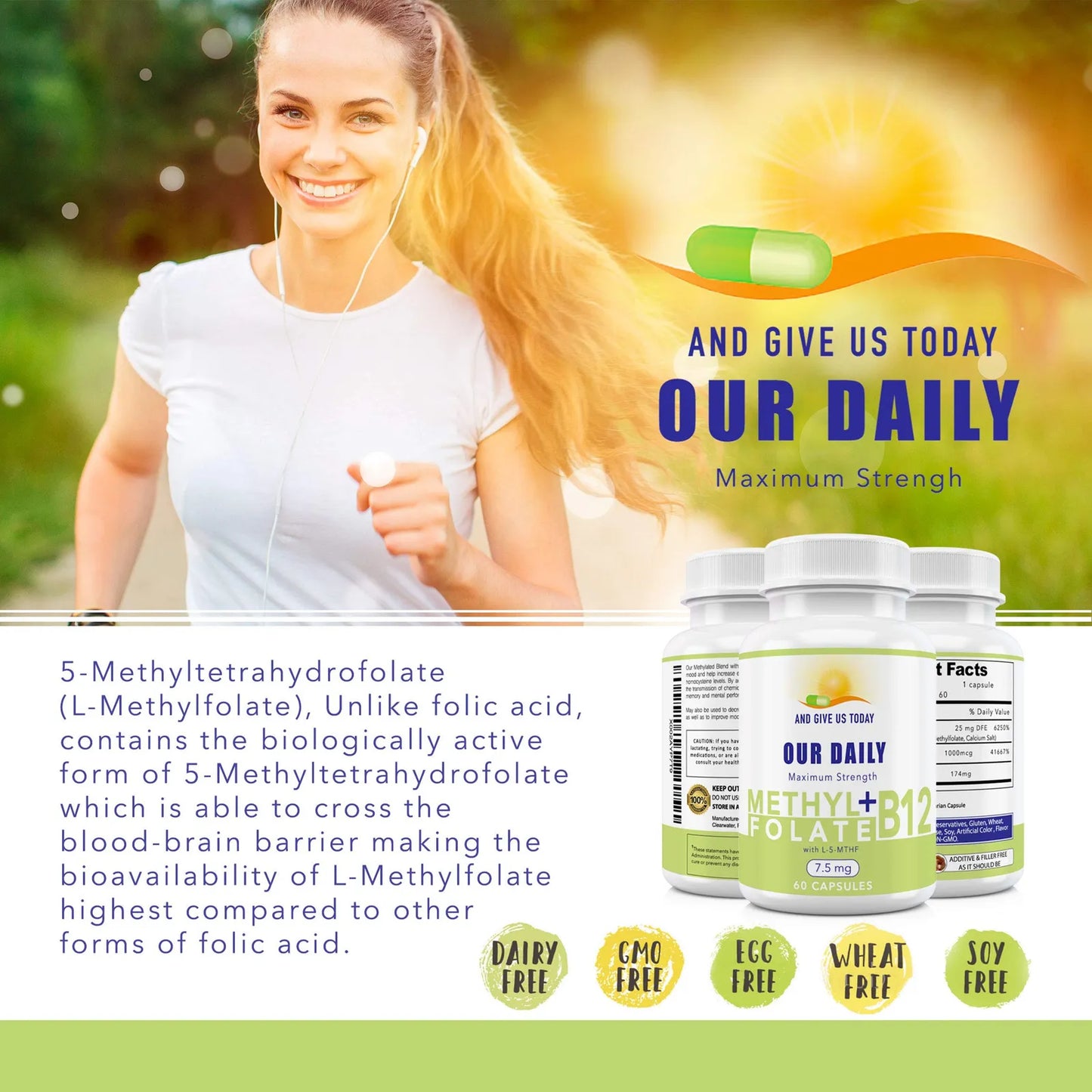 L Metilfolato 7 5 Mg Con Vitamina B12 1000 Mcg 60 Capsulas Metiladas Energia Y Memoria