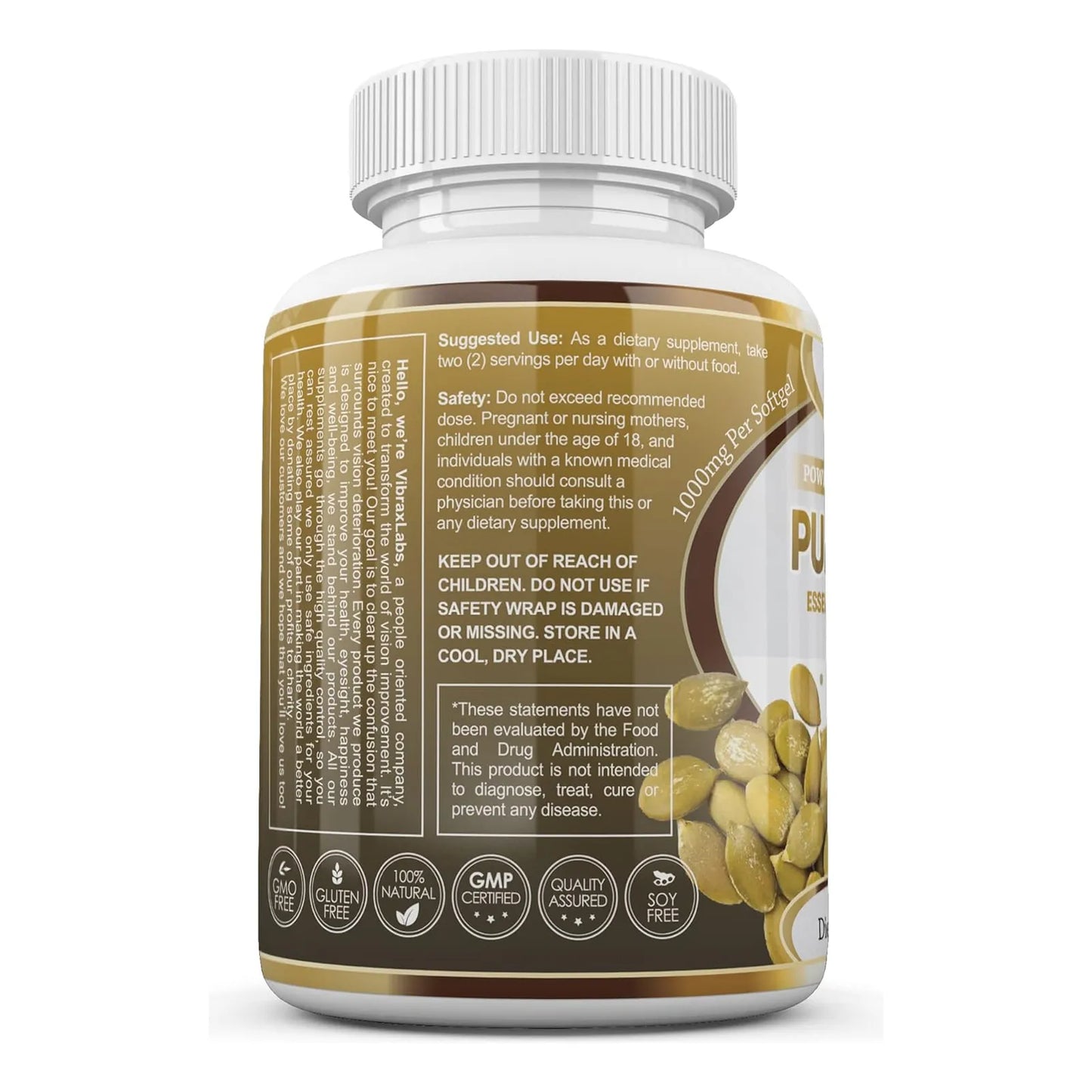 Aceite De Semilla De Calabaza Prensado En Frio 1000 Mg Cabello Piel Y Prostat