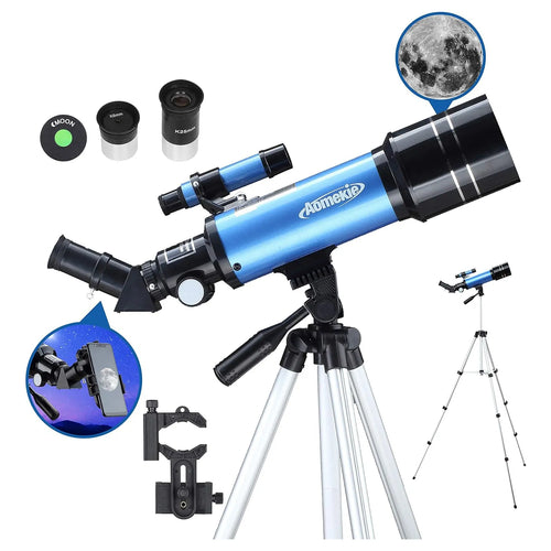 Telescopio Aomekie 70/400 Con Adaptador De Telefono Ideal Para Principiantes Y Niños