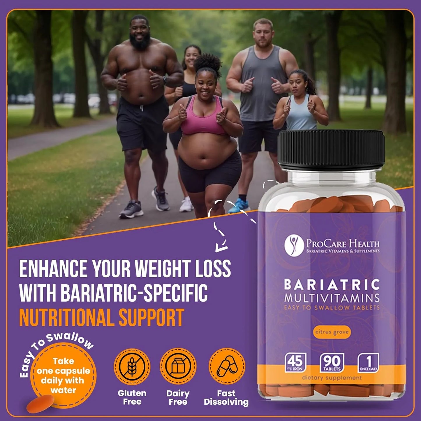 Multivitamínico Bariátrico Con Hierro 45 Mg 90 Tabletas Fáciles De Tragar