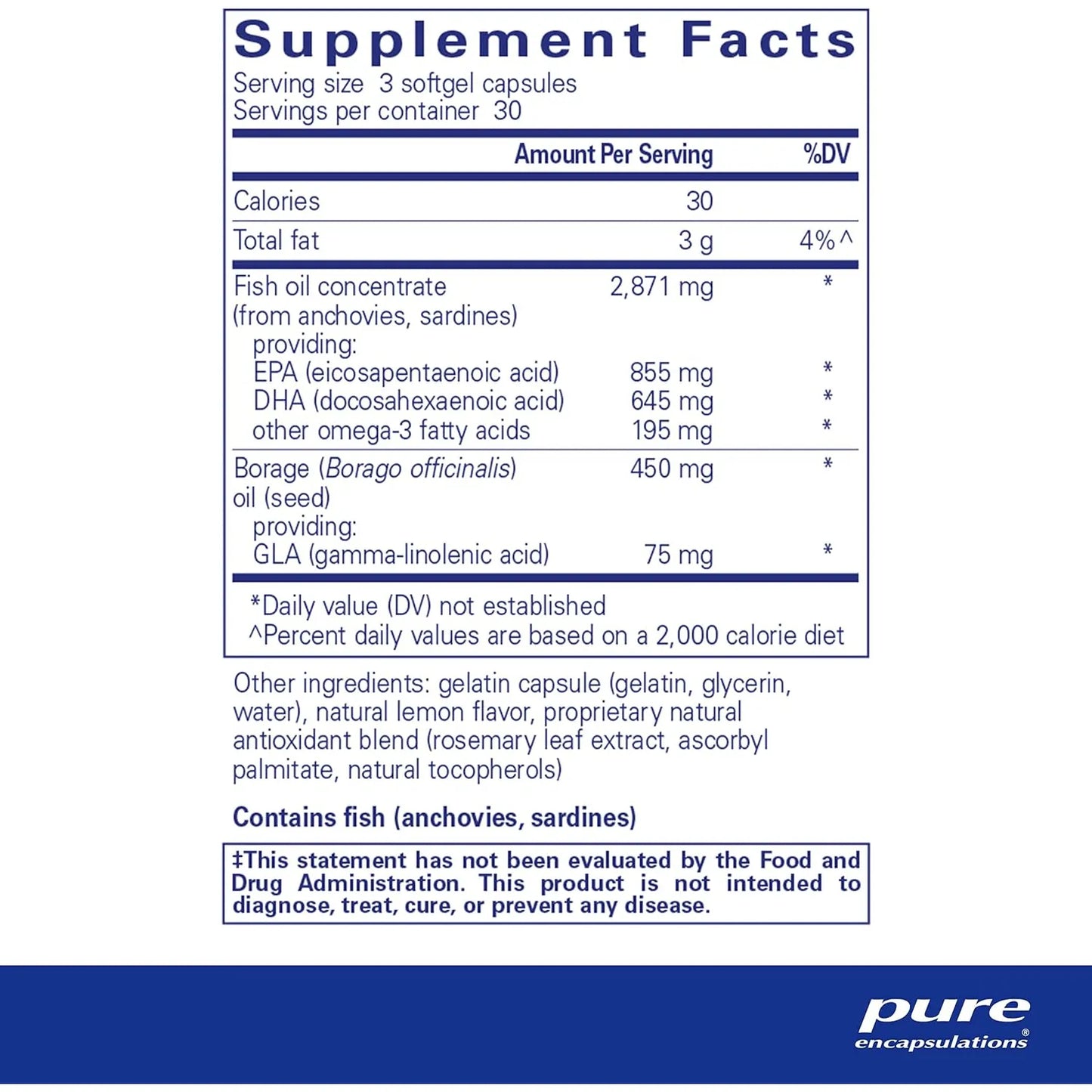 Capsulas VisionPro EPA DHA GLA Apoyo Lagrimas Y Retencion Humedad Ocular Pure Encapsulations