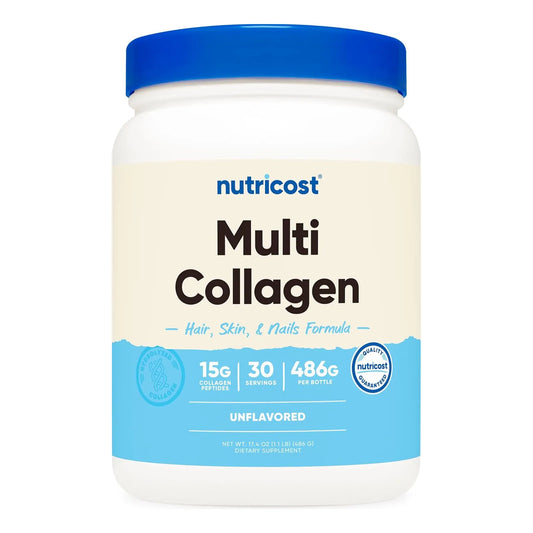 Complejo Proteínas Colágeno Múltiple Sabor Neutro 30 Porciones Nutricost Suplemento Con Biotina Y Ácido Hialurónico