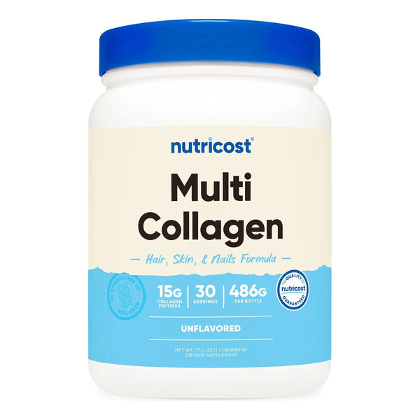 Complejo Proteínas Colágeno Múltiple Sabor Neutro 30 Porciones Nutricost Suplemento Con Biotina Y Ácido Hialurónico