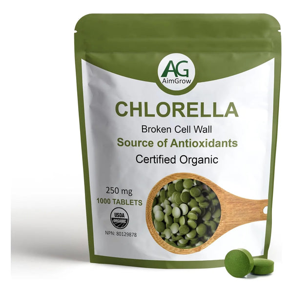 Clorella Orgánica Tabletas 250 Mg 1000 Unidades Pared Celular Rota Superalimento Nutritivo