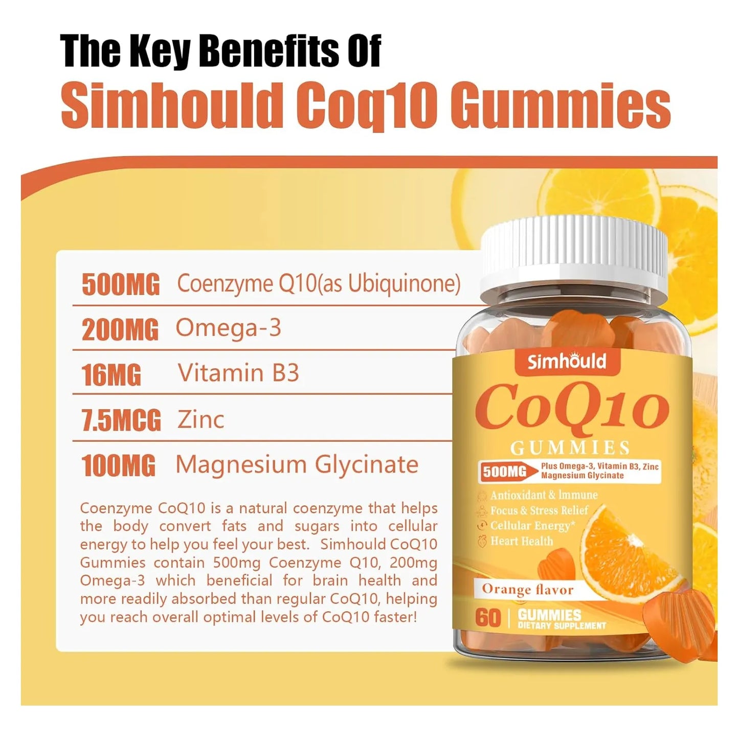Gomitas CoQ10 500 Mg Con Omega 3 Magnesio Y Vitamina B3 Pack X 2