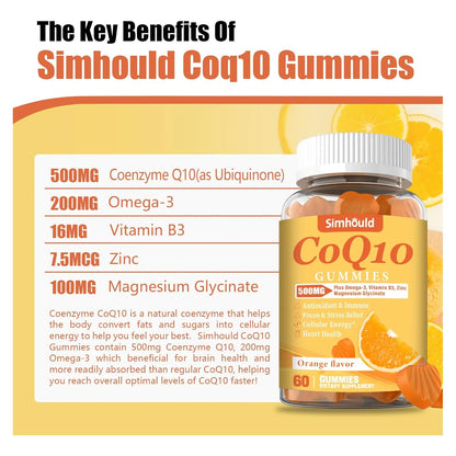 Gomitas CoQ10 500 Mg Con Omega 3 Magnesio Y Vitamina B3 Pack X 2
