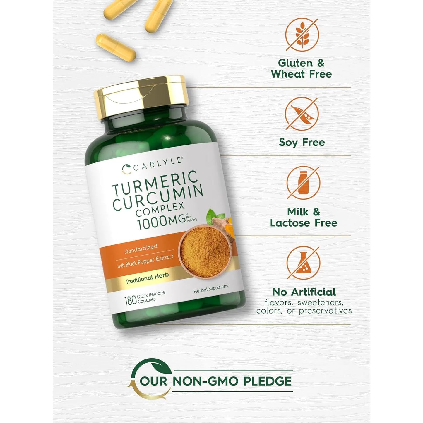 Cápsulas De Cúrcuma Carlyle 1000mg Complemento Natural Sin Gluten - Imagen 6
