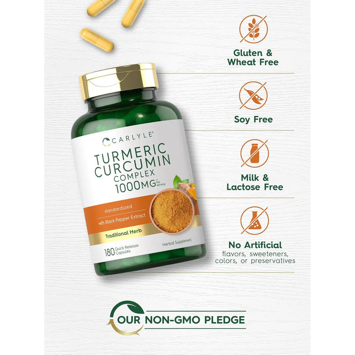 Cápsulas De Cúrcuma Carlyle 1000mg Complemento Natural Sin Gluten - Imagen 6