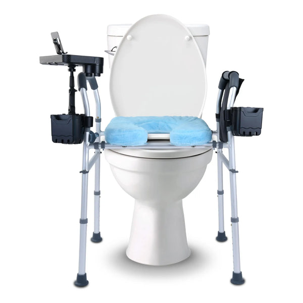 Asiento De Inodoro Elevado Con Asas Soporte 500 Lbs Ajustable Y Acolchado