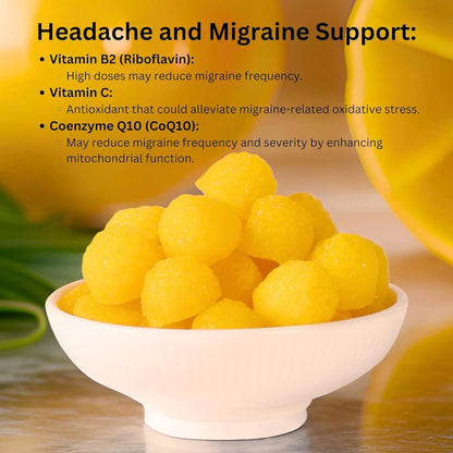 Gomitas De Riboflavina 100 Mg Sabor Piña Alivio Migraña Adultos Niños