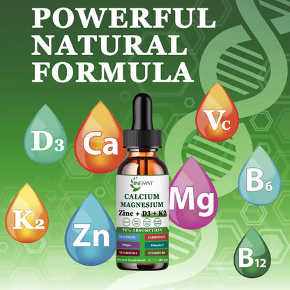 Gotas Líquidas De Calcio Magnesio Zinc Con Vitaminas D3 K2 B6 B12 Coq10